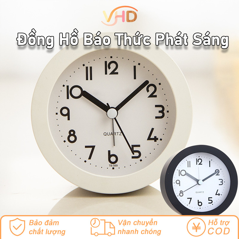 Đồng Hồ Báo Thức Phát Quang Sang Trọng – Thiết Kế Bắc Âu Tinh Tế, Mặt Số Lớn Dễ Nhìn, Ánh Sáng Xanh Dịu Nhẹ Bảo Vệ Mắt