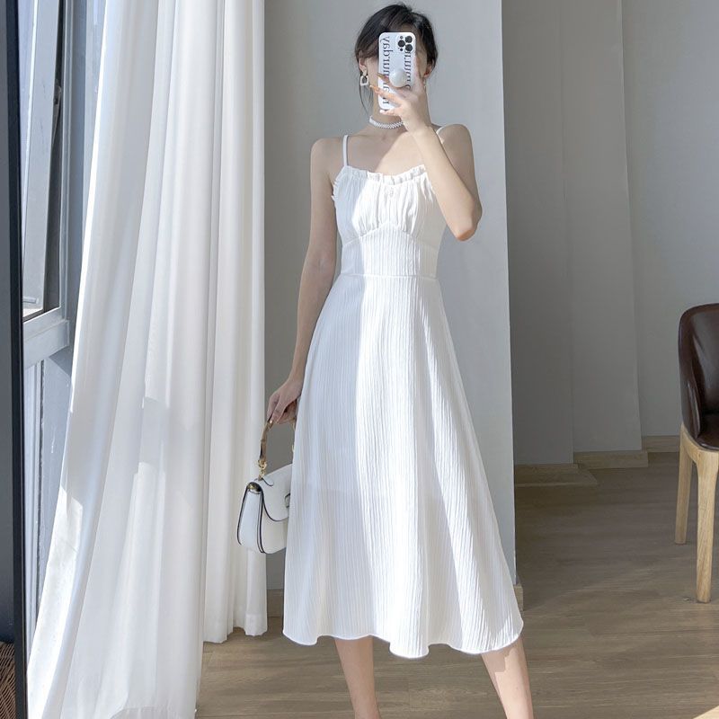 Đầm Maxi 2 Dây Dáng Xòe - Váy Tiểu Thư Cúp Ngực Nhún Bèo, tôn dáng,thời trang mùa xuân/hè