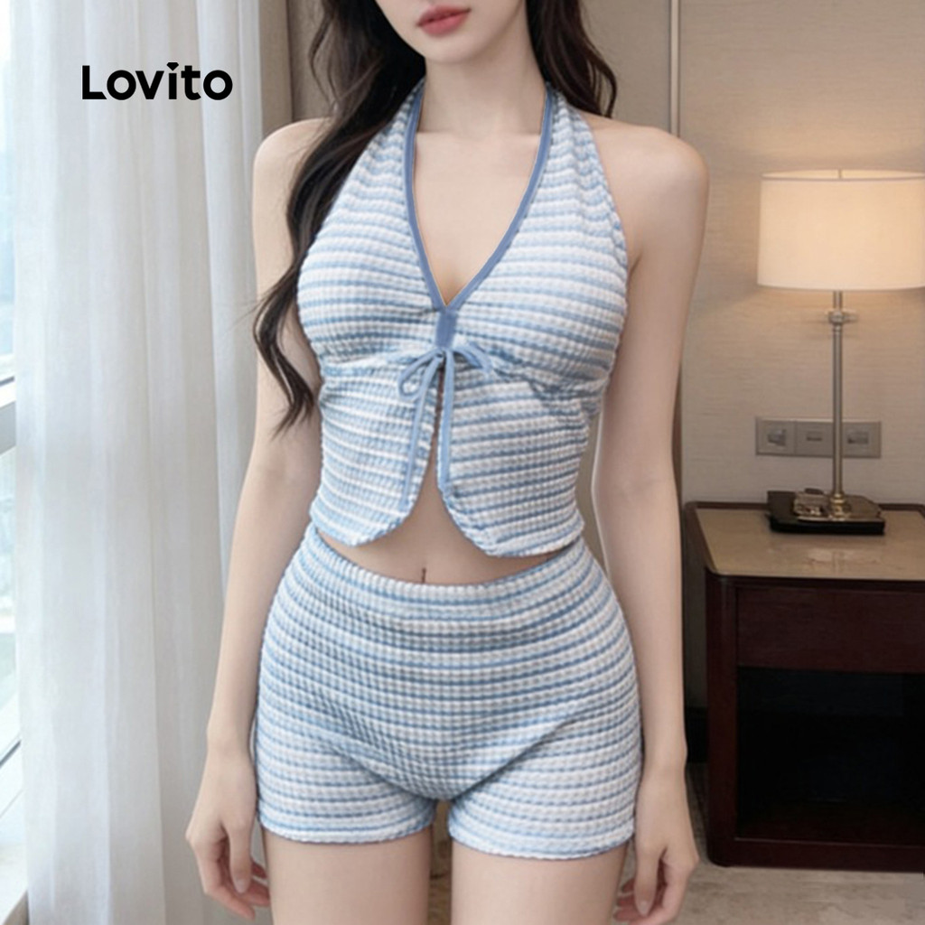 Set bikini 2 món nữ Lovito Boho mơ xuân hè phong cách LNE141X017