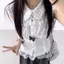 Áo sơ mi ngắn tay chấm bi trắng phong cách Hàn Quốc dành cho nữ, phù hợp mặc cùng áo croptop vào mùa hè