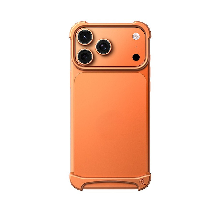 Ốp điện thoại không khung màu cam sang trọng cho iPhone 17 Pro Max 17 Pro Nút kim loại Cảm giác da Vỏ chống sốc
