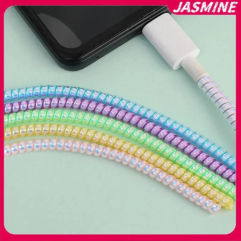 JASMINE 1.6m Xoắn Ốc Cáp Sạc Dây Bảo Vệ Chống Vỡ Lò Xo Dây Bảo Vệ Cho Cáp Sạc USB Tai Nghe Dữ Liệu Bobbin Winder JASMINE