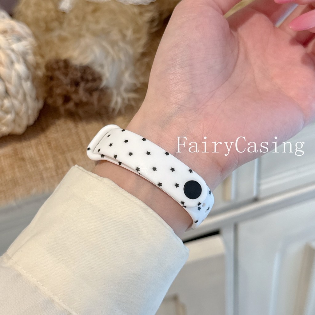 Ngôi Sao In Hình Dây Đeo Silicon Cho Xiaomi Mi Band 10 9 8 Dây Đeo NFC Vòng Tay Pulseira Cho Xiaomi Band 9 Phụ Kiện Thể Thao