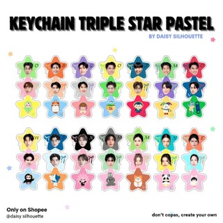 GMMTV PASTEL STAR TRIPLE KEYCHAIN || GMMTV ACTOR || MASCOT GMMTV ACRYLIC KEYCHAIN || HANDPHONE HANGING || AESTHETIC