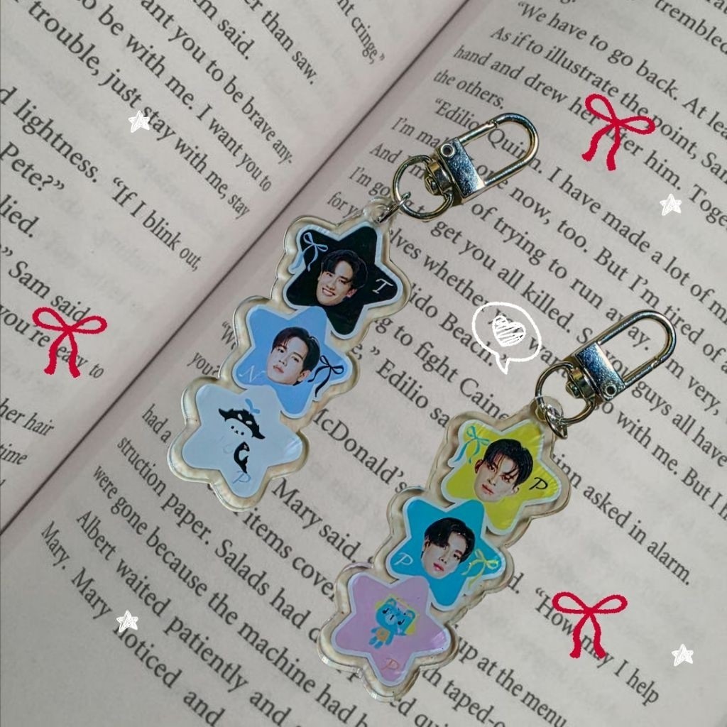 GMMTV PASTEL STAR TRIPLE KEYCHAIN || GMMTV ACTOR || MASCOT GMMTV ACRYLIC KEYCHAIN || HANDPHONE HANGING || AESTHETIC