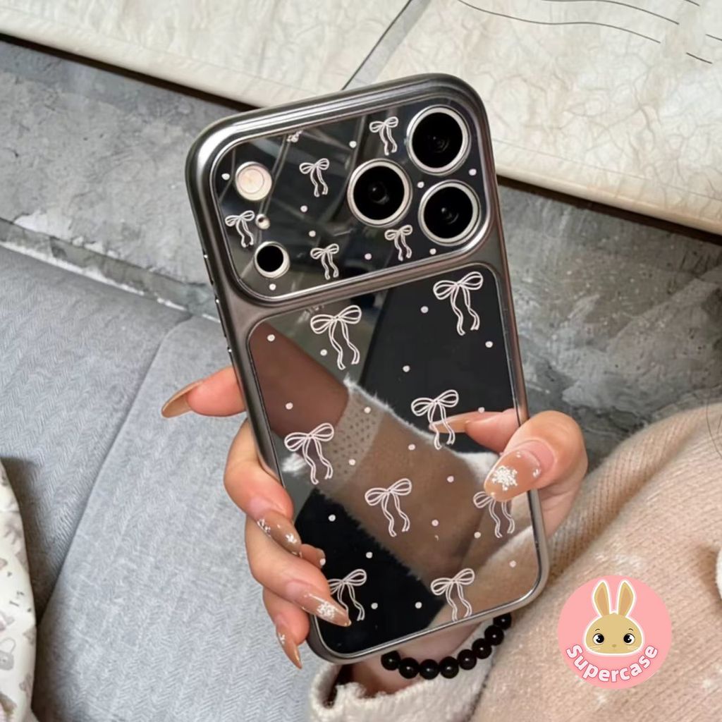 Ốp Điện Thoại Gương Bạc Nơ Tình Yêu Cho Samsung Galaxy S26 S25 Edge S24 S23 S22 S21 FE Plus Note 20 Ultra A26 A25 A24 A23 5G 4G Sang Trọng Vỏ Mềm Ins Phong Cách Ngôi Sao Dễ Thương