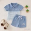 6m-4y Bé Trai Mùa Hè Bộ Sọc Chữ Golf Yếu Tố In Hình Áo Thun Tay Ngắn Co Giãn Eo Quần Short