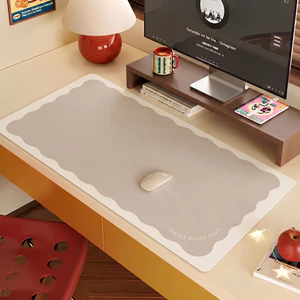 thảm lót bàn làm việc da chống thấm nước dầu mỡ lót chuột cỡ lớn 3 mẫu decor bàn học văn phòng hàn quốc creamy 40x80cm