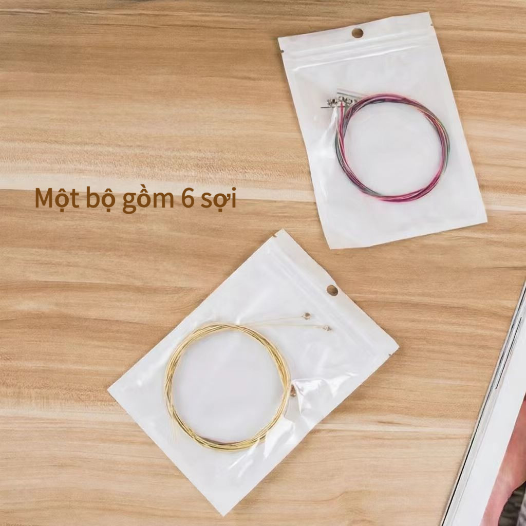 【48h】Bộ 6 dây đàn guitar acoustic màu sắc sặc sỡ, dây có đánh số, tiện lắp đặt, quà tặng ý nghĩa cho người chơi guitar.
