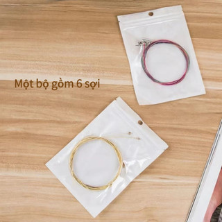 【COD】Bộ 6 dây đàn guitar acoustic giá rẻ nhiều màu, thay thế dây cũ dễ dàng, lõi thép bọc đồng bền, âm thanh ấm.