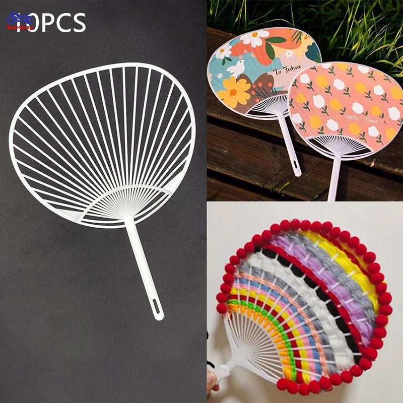 XOITOP 10 Mảnh Nhựa Trắng Sáng Tạo Bền Nhật Bản Quạt Sasuke DIY Bộ Quạt Khung Cho Hàng Thủ Công Quạt Tay Làm VN