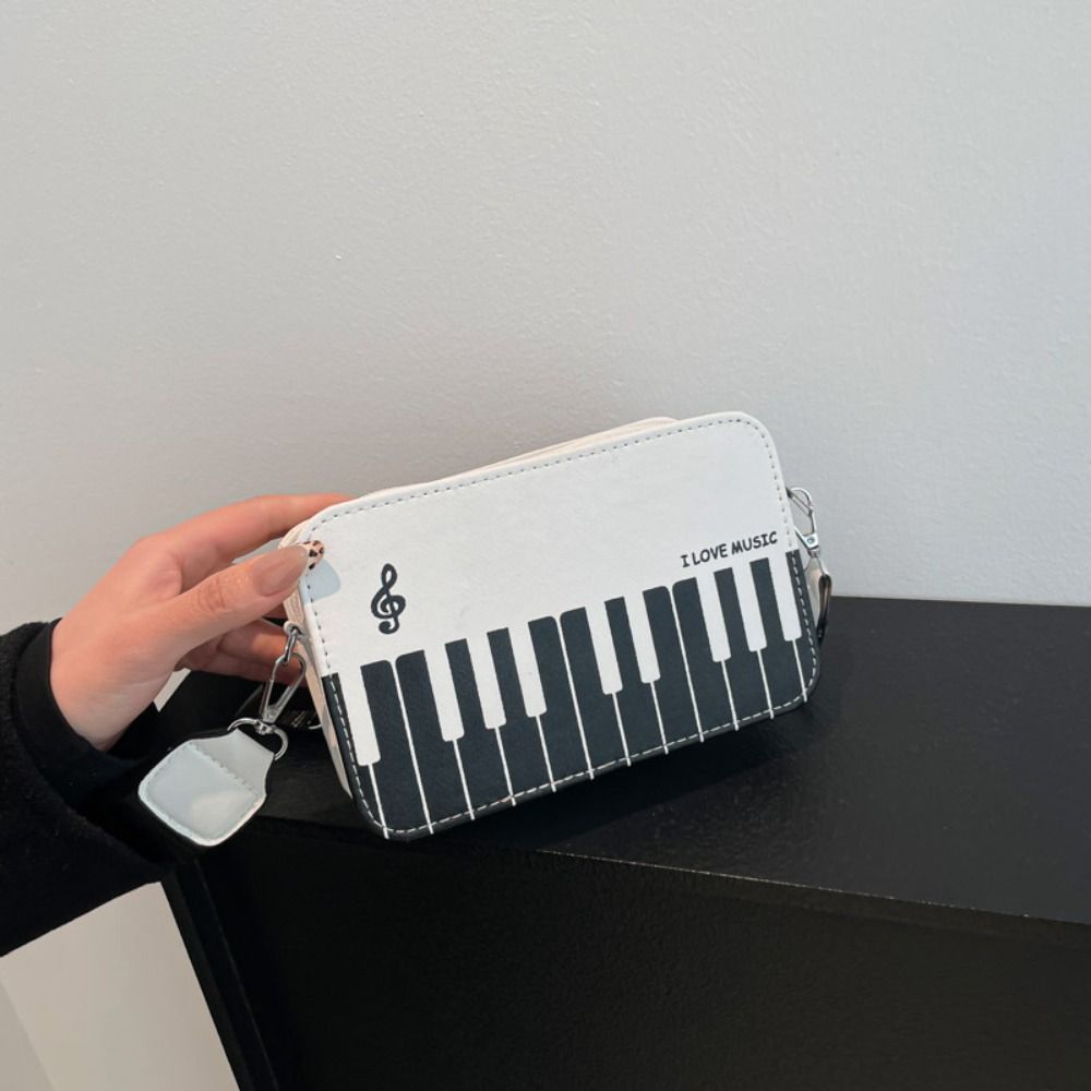 Túi đeo chéo HOBBYIN, Thiết kế ghi chú đàn piano Dây đeo vai rộng Túi đeo vai đàn piano, Dây kéo lật hợp thời trang Màu sắc tương phản Túi vuông nhỏ cho bé gái và phụ nữ