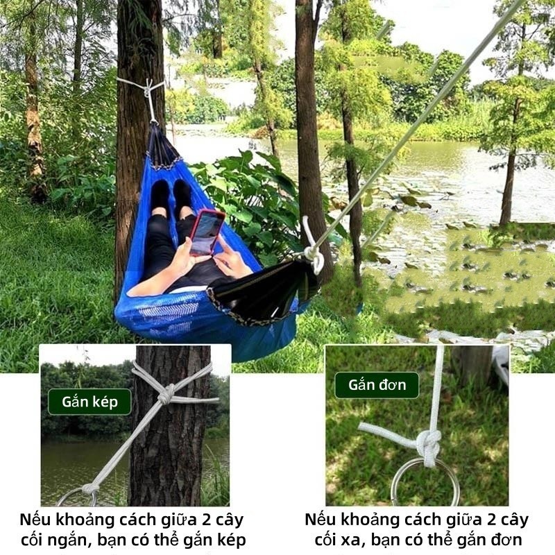 Võng lụa đá xếp cao cấp dùng cho dã ngoại 250kg Chất liệu lưới،Võng Lưới،Nghỉ ngơi ngoài trờiGọn nhẹ, dễ mang theo