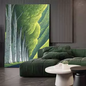 Cao Cây Dương Phong Cảnh Tranh Canvas Giả Tranh Sơn Dầu Tự Nhiên Tươi Xanh Nghệ Thuật Treo Tường Cho Phòng Ngủ Phòng Khách Trang Trí Nhà Unframed