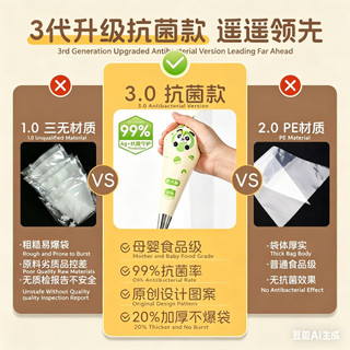 Túi đựng đường ống dùng một lần cấp thực phẩm, 99% kháng khuẩn & dày, Túi bóp cho thức ăn cho bé, kem & bánh quy Bộ nướng Q04