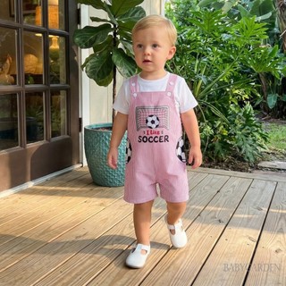 Áo liền quần mùa hè cho bé trai Bộ áo liền quần cổ vuông sọc theo chủ đề bóng chày đáng yêu