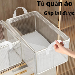 Hộp Đựng Quần Áo Khung Thép Trong Suốt Chắc Chắn, Túi Vải Đựng Đồ Sắp Xếp Gọn Gàng Giỏ Quần Áo