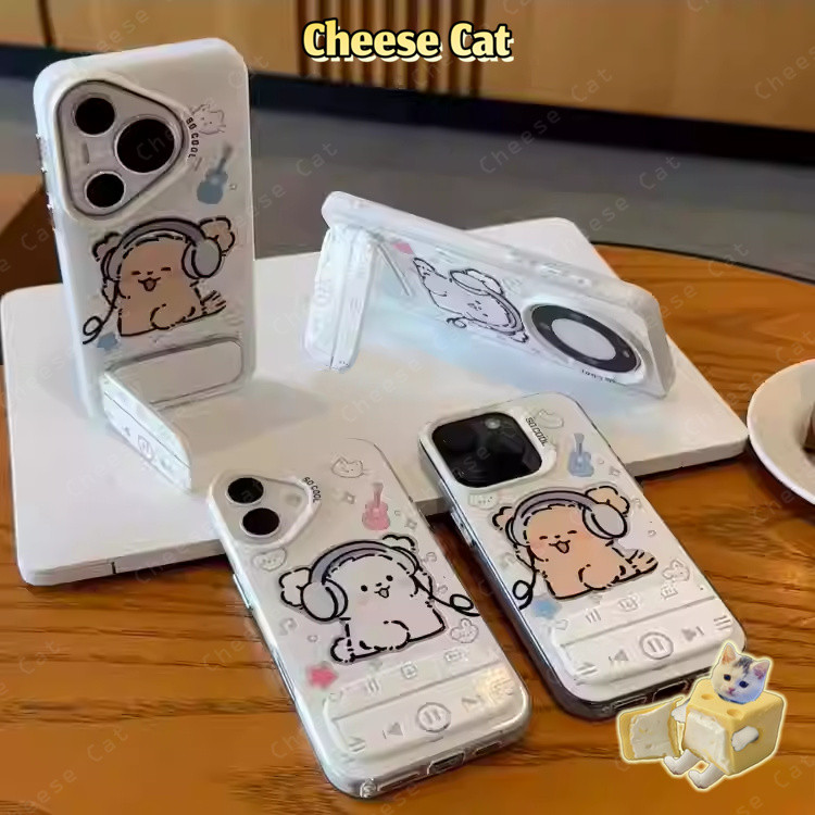 Dòng Nhạc Cún Con Cặp Đôi Dành Cho iPhone 13 14 15 12 11 16 17 Pro Max 16E Xs Max XR 7Plus Có Gương Giá Đỡ Điện Thoại