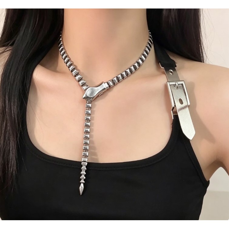 Vòng cổ nữ thời trang dạng rắn, chất liệu titan, đa dụng