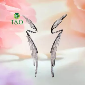 Bông tai Elf hình cánh bạc làm từ hợp kim, phụ kiện thời trang