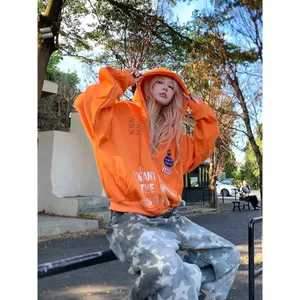 Fashionable Oversized Letter Sweatshirt cho Nữ Thu Đông, Kích cỡ từ 1-150kg, Áo khoác đường phố Mỹ thời thượng
