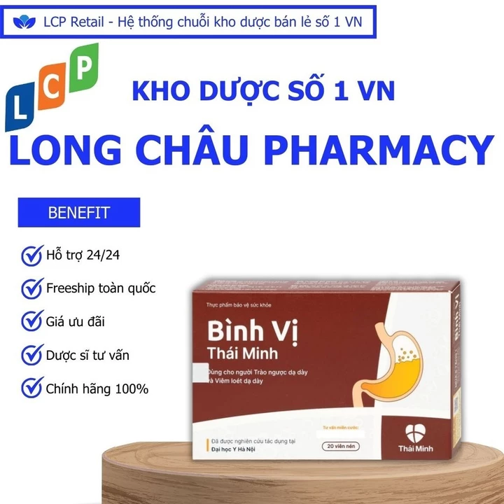 Viên uống Bình Vị Thái Minh hỗ trợ chức năng dạ dày, bảo vệ niêm mạc dạ dày (2 vỉ x 10 viên)