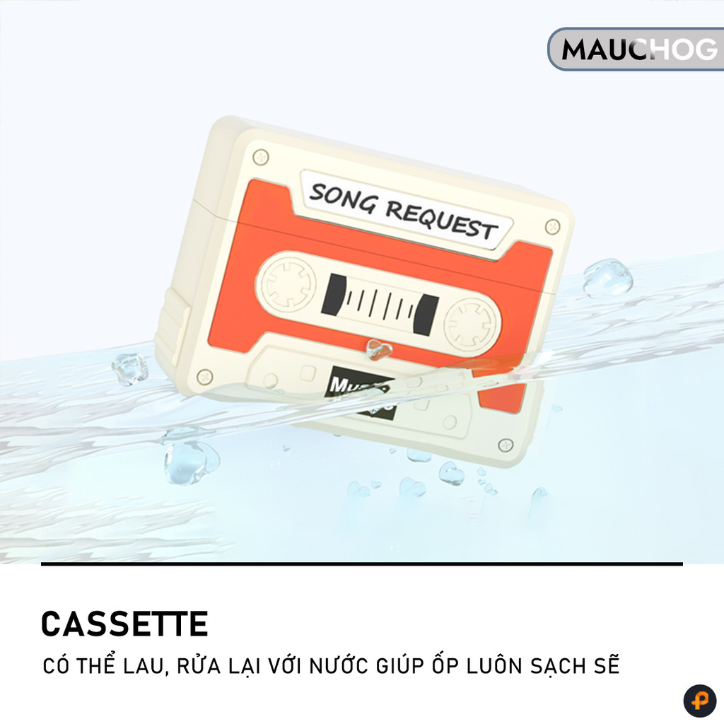 Ốp In Hình Máy Nghe Nhạc Phong Cách Retro Cổ Điển Cassette Kèm Dây Đeo Cho Airpods Pro 3 2 Airpods 4