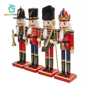 4 Chiếc Nutcracker Đồ Trang Trí Nutcracker Thủ Công Đảng Ủng Hộ Cảnh Bố Trí Phụ Kiện Truyền Thống Sơn Để Bàn Trang Trí
