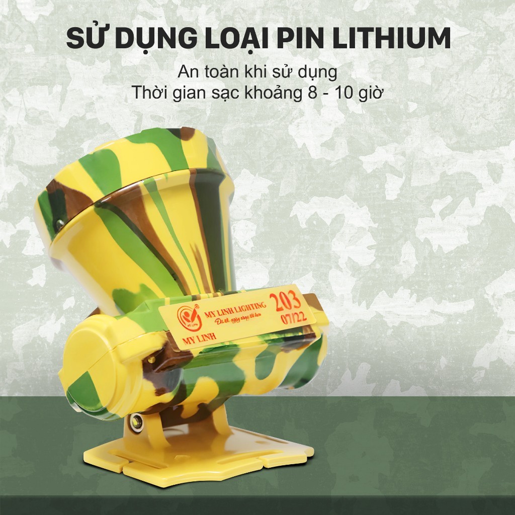 Đèn pin đội đầu siêu sáng 203 Mỹ Linh,đèn đội đầu thân nhựa ABS,3 chế độ sáng,chống nước,pin 2000mAh