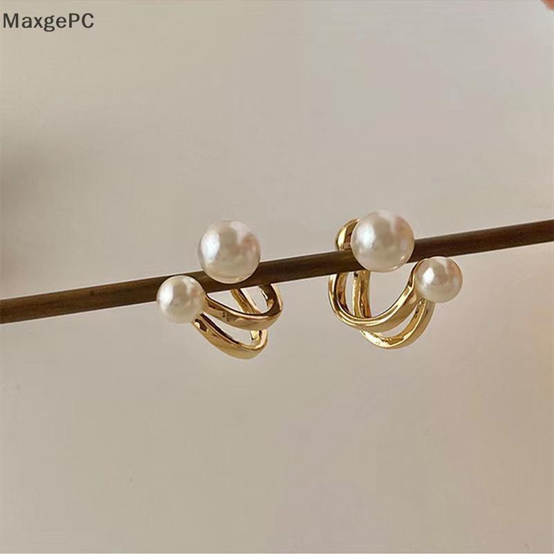 Cod 2021 Hàn Quốc sang trọng ngọc trai bông tai cho phụ nữ thời trang đơn giản ngọc trai Stud Tai Clip mới