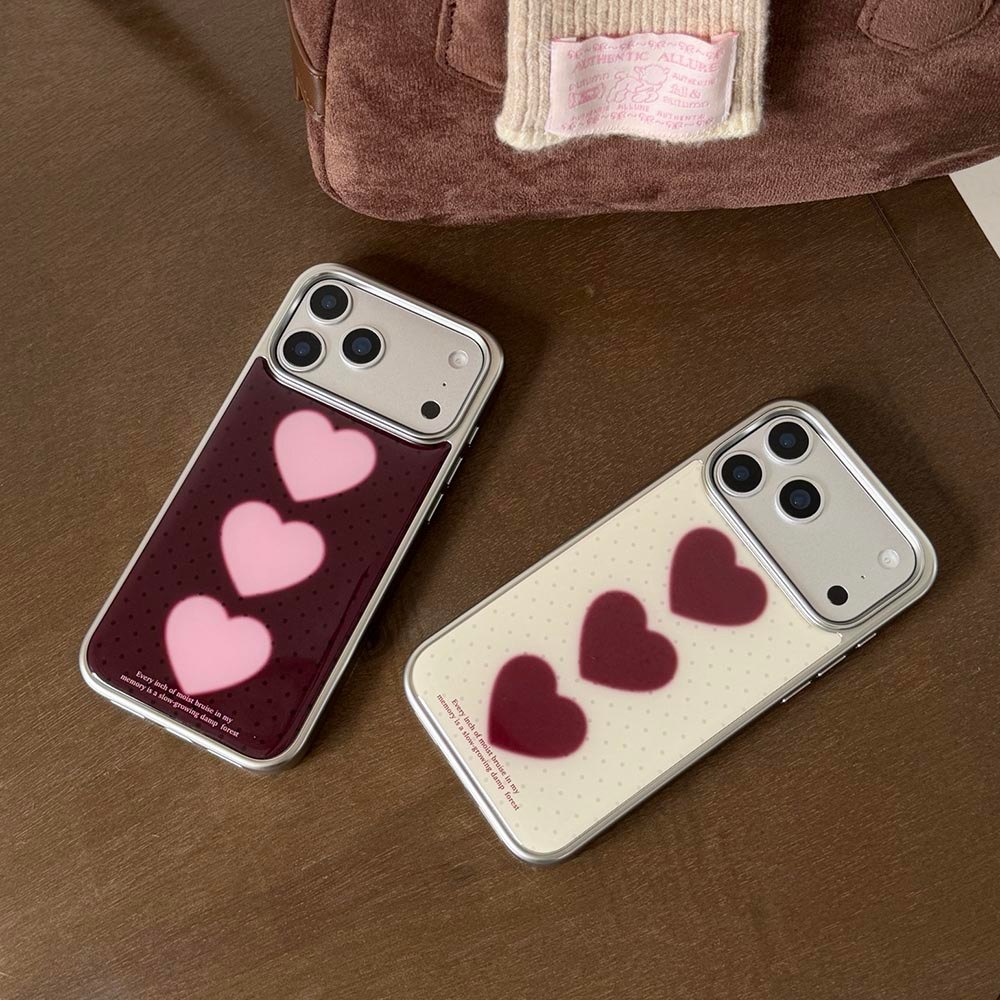 Ốp Lưng Cứng Tương Thích Với iPhone 13 14 14Pro 14ProMax 15 15Pro 15ProMax 16 16Pro 16ProMax 17 17Pro 17ProMax Ốp Họa Tiết Trái Tim Màu Đỏ Rượu Vang