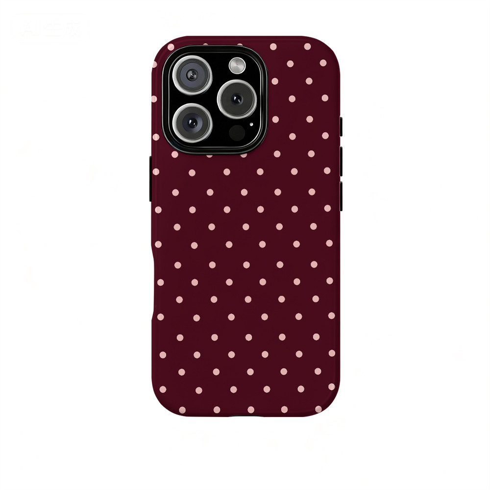 Chấm bi màu đỏ thời trang Thích hợp cho iPhone 7 8 X XS XR XSMAX 11 12 13 14 15 16 17 Pro max Plus Vỏ cứng hai lớp chống sốc chống sốc Vỏ bao gồm tất cả