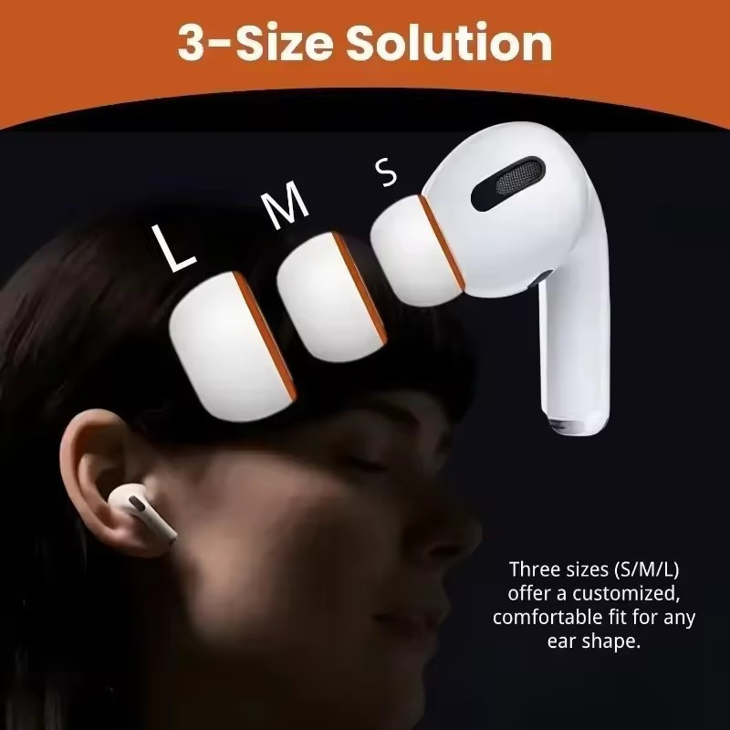 Tương thích với Nút tai xốp nhớ Airpod Pro 3 - Tay bảo vệ tai nghe chống trượt giảm tiếng ồn - Đầu tai cách âm - Vỏ silicon tai nghe Bluetooth