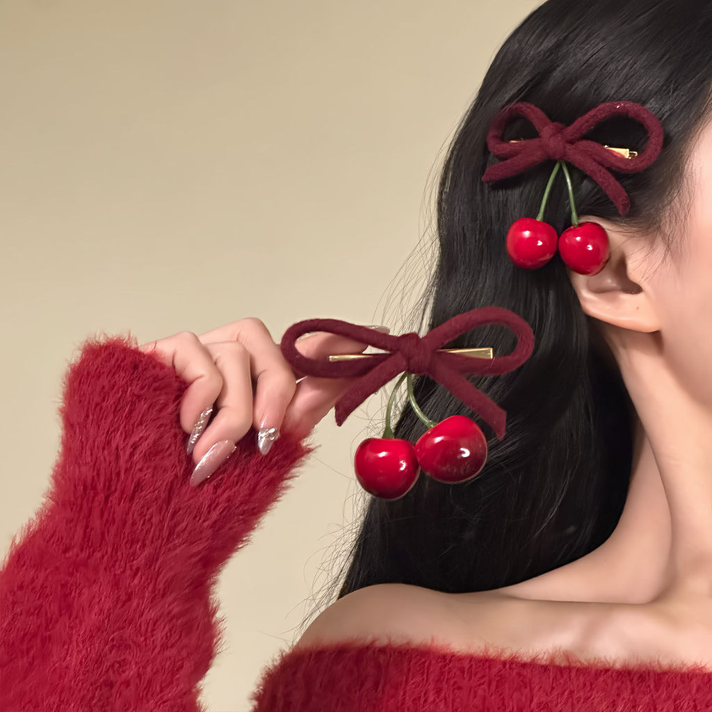 Kẹp Tóc Hình Anh Đào Đỏ, Phụ Kiện Thời Trang Cho Nữ