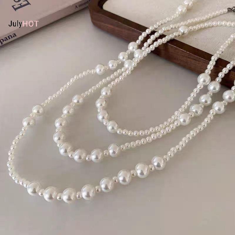 Vòng cổ ngọc trai nhiều lớp ngọt ngào, phù hợp làm trang sức thanh lịch cho tiệc cưới hoặc quà tặng