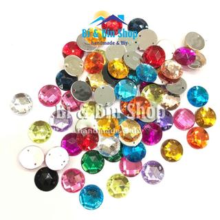 72 Viên Đá Kết Nhựa Tròn 15mm Đính Kết Trang Phục, Làm Phụ Kiện Thời Trang