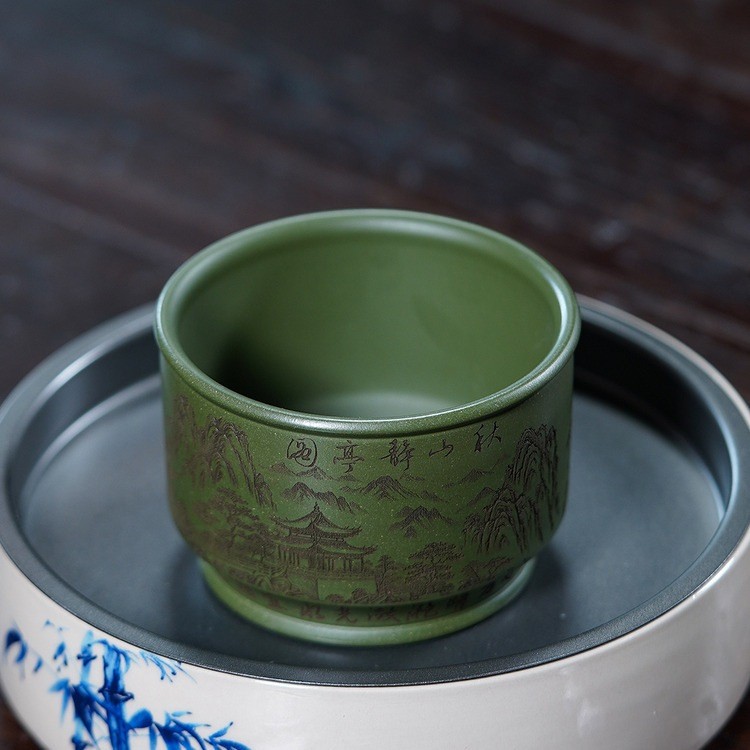 Chén Tử Sa Nghi Hưng Thu Sơn Tịnh Đình 210 ml (Chén Chủ, Lục Nê)