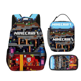 Roblox Học Sinh Tiểu Học Schoolbag Mine Trẻ Em Ba Lô Ba Lô Túi Cơm Trưa Bút