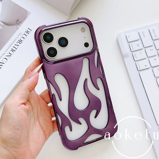 Ốp điện thoại ngọn lửa rỗng cá nhân phù hợp cho vỏ tản nhiệt iPhone 17 Promax 16pro / 15pro sáng tạo phong cách cặp đôi 14 vỏ mềm 13 vỏ mềm chống rơi