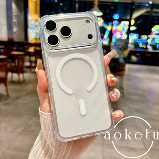 Túi khí bốn góc thích hợp cho vỏ điện thoại iPhone 17 ProMax 16 Promax trong suốt acrylic hút từ tính 15 / 14 / 13 / 12 / 11 vỏ chống rơi viền màu đơn giản