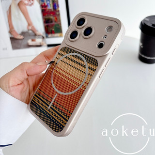 Ốp điện thoại từ tính bằng da cửa sổ lớn sang trọng phù hợp cho iPhone 13 14 15 16 17 Pro Max sọc mờ bao gồm tất cả vỏ silicon