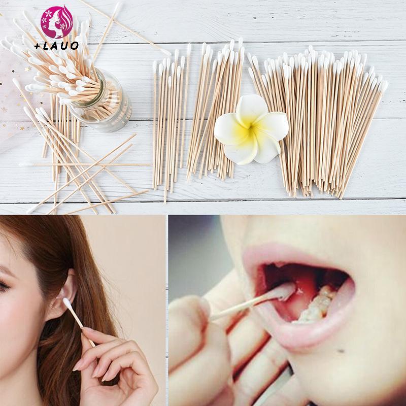 Springevenstar 100 chiếc tăm bông y tế 6 '' tay cầm bằng gỗ dài chắc chắn bông bôi tăm q-tip Springevenstar