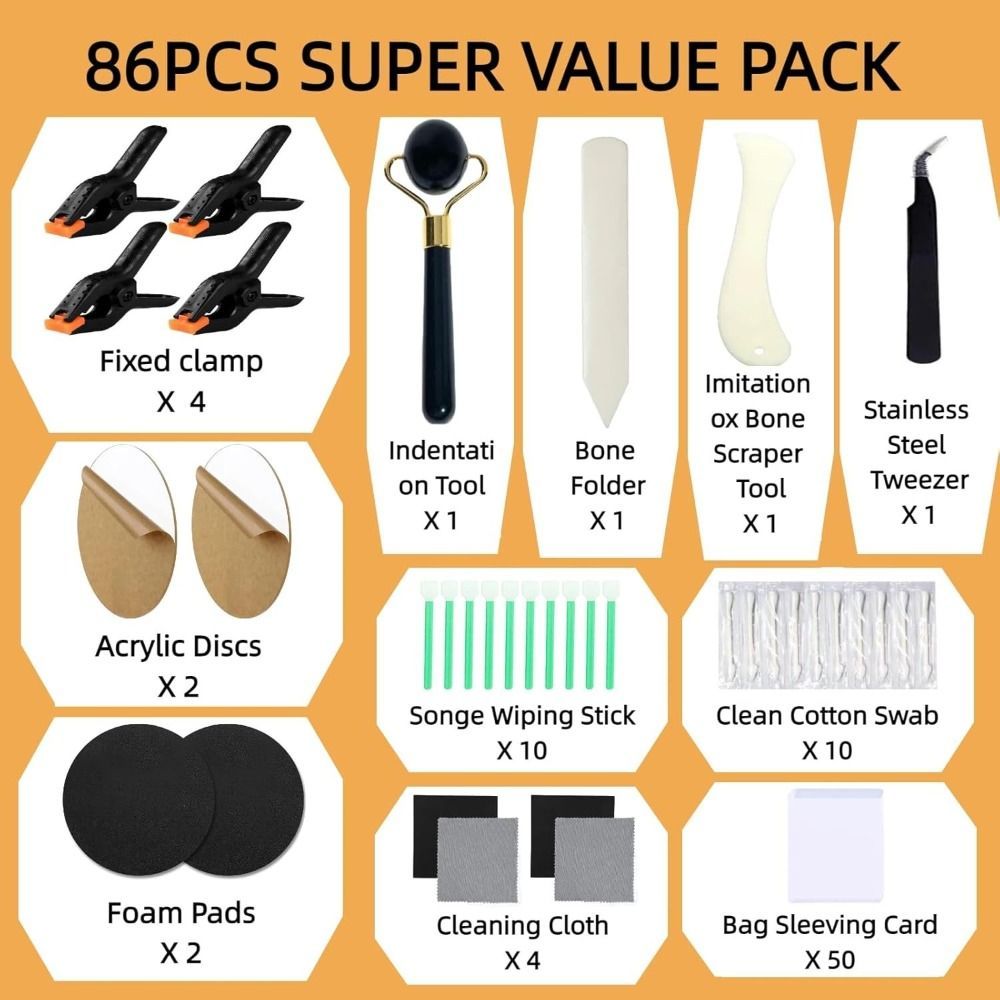 Bộ dụng cụ acrylic 86 chiếc làm phẳng và làm sạch thẻ, phù hợp cho bộ sưu tập TCG