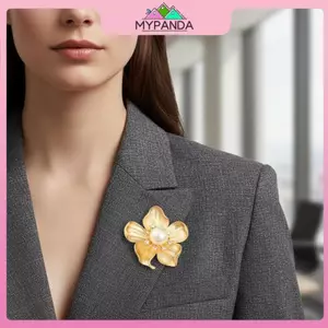 MYPANDA - Đầm nữ vintage phong cách châu âu với họa tiết hợp kim hoa thổ cẩm và tâm ngọc trai.