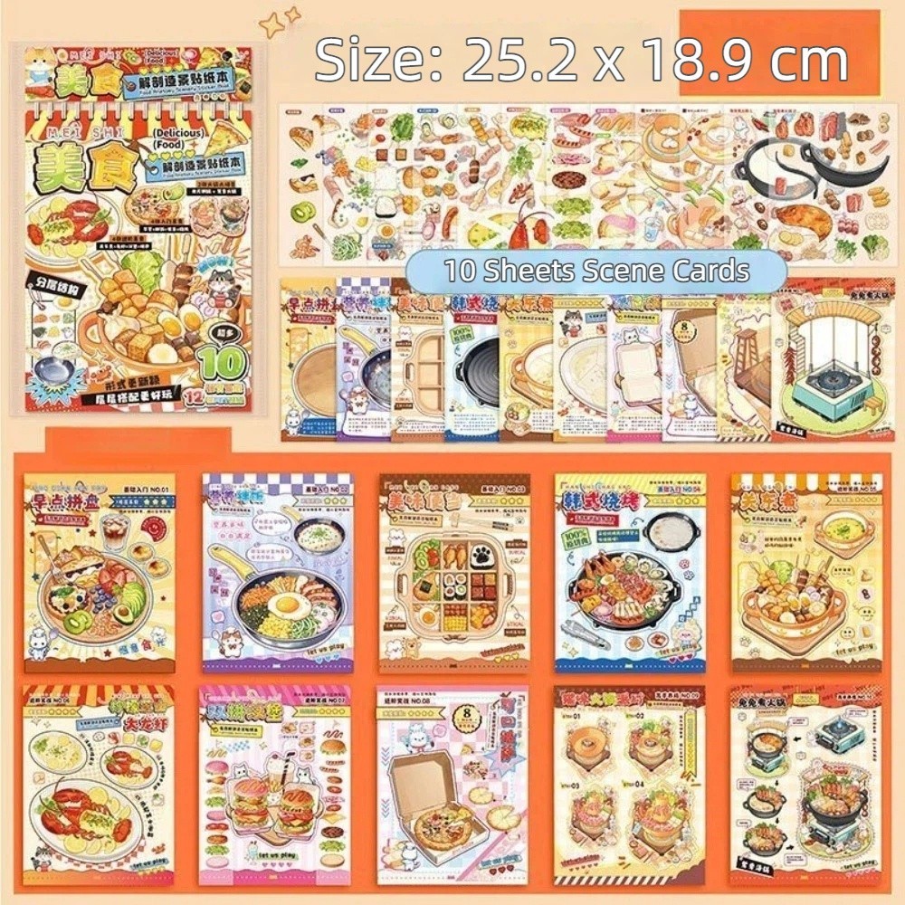 Nhãn dán công thức thực phẩm GETVOW, Nhãn dán cảnh quan thu nhỏ xếp chồng trực quan PET, Thủ công DIY Phong cách ấm áp 10 cảnh 20 tờ Nhãn dán cảnh Cabin Đồ chơi cổ điển