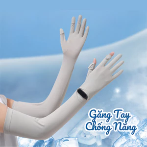 Găng Tay Chống Nắng Dáng Dài Lụa Băng Thoáng Mát UPF50 Chống Tia UV, Xem Đồng Hồ Tiện Dụng Thích Hợp Mọi Hoạt Động Hè