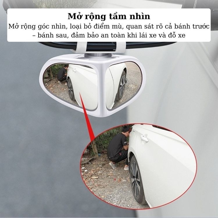 Gương chiếu hậu phụ cao cấp xoay 360 độ góc rộng Hỗ trợ đảo chiều / Quan sát bánh xe،Góc nhìn rộng, giảm điểm mù