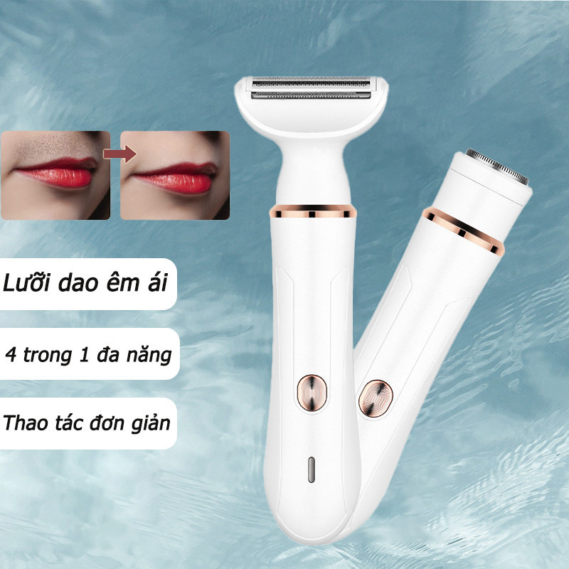 Máy triệt lông toàn thân 4 trong 1, triệt lông không đau, sạc qua USB, thời lượng pin siêu bền, an toàn và dưỡng da.