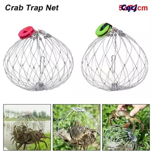 Bẫy cua tự động mở đóng bằng thép không gỉ, kích thước 52/72cm, phù hợp cho việc câu cá ở biển.