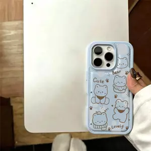 Gấu dễ thương in đầy đủ cho 16 trường hợp iPhone 17Air Bánh mì trường hợp 14/13/11Pro